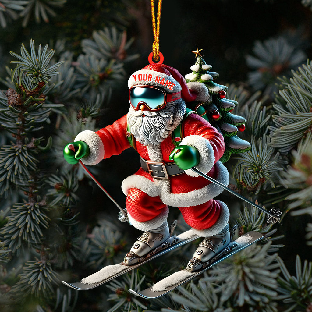 Blisscorners Santa Skiing Christmas Ornament, Personalized Ornament2D Flat LM2211