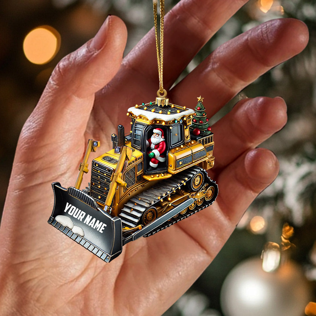 Blisscorners Santa Rides Snowplow Christmas Ornament, Personalized Ornament2D Flat LM2211