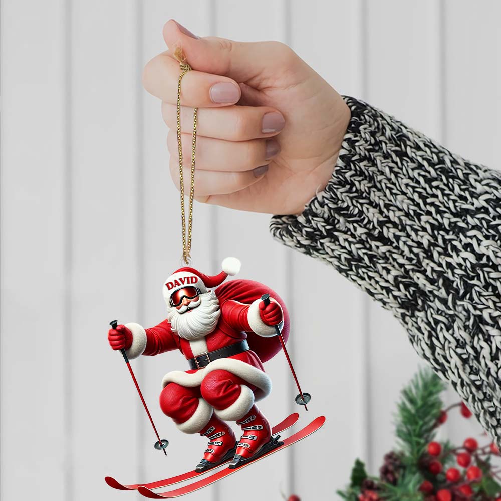 Blisscorners Santa Skiing Christmas Ornament, Personalized Ornaments2D Flat LM2211