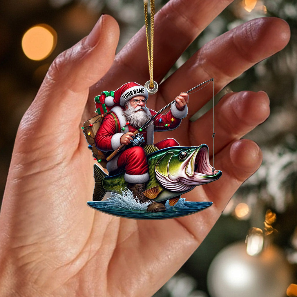 Blisscorners Fishing Santa Christmas Ornament, Personalized Ornament2D Flat LM2211