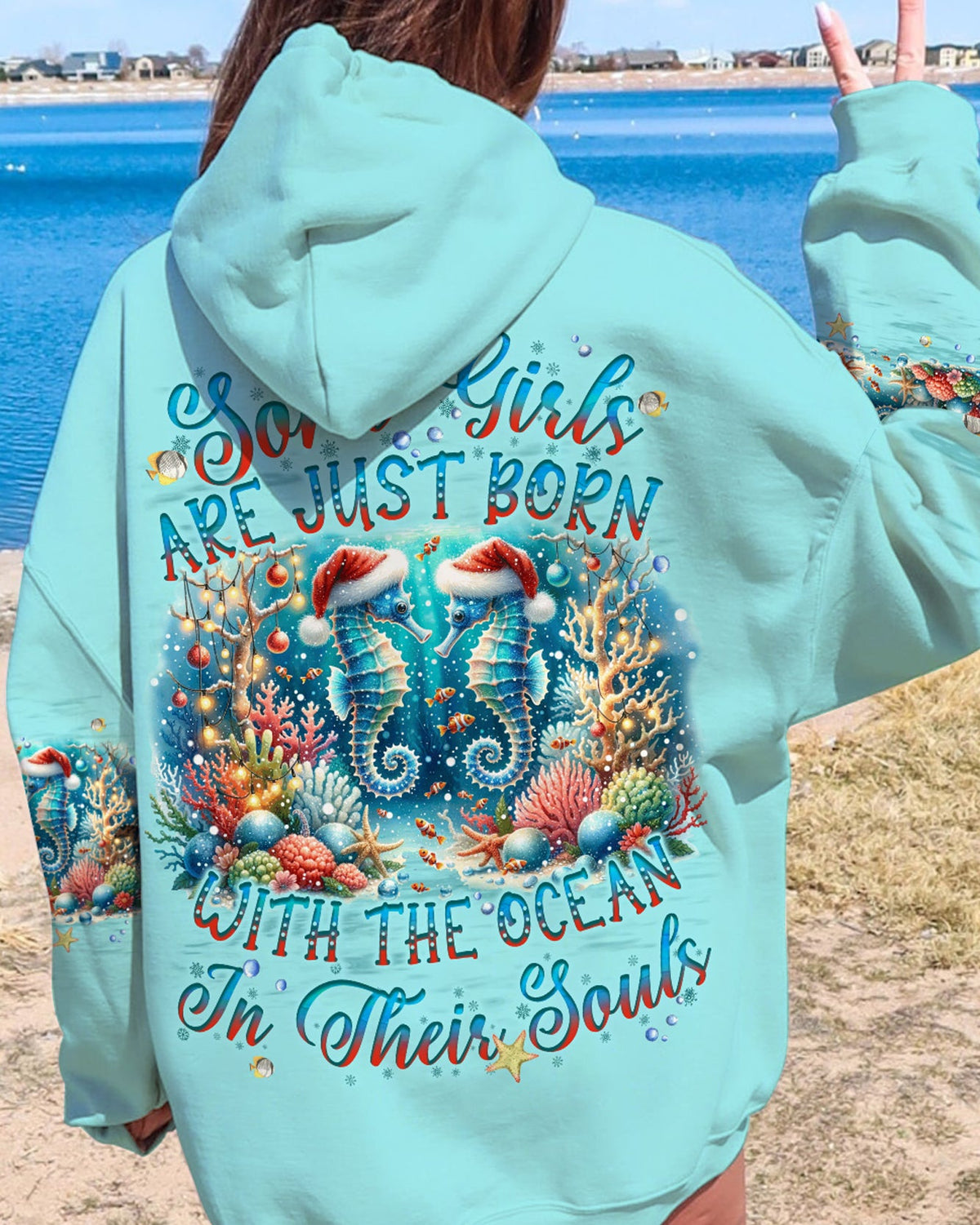 BLISSCORNERS SOME GIRLS ARE JUST BORN SEAHORSE CHRISTMAS ALL OVER PRINT