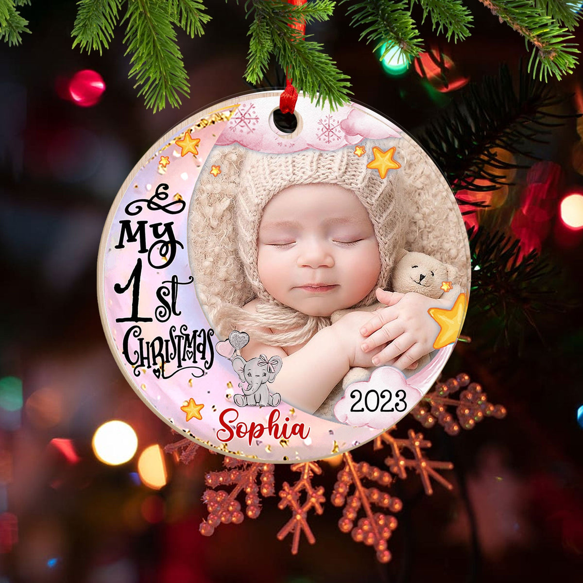 Blisscorners My First Christmas - Personalized Custom Shaped Wooden Ornament - Gift For Baby2D Flat LM2111