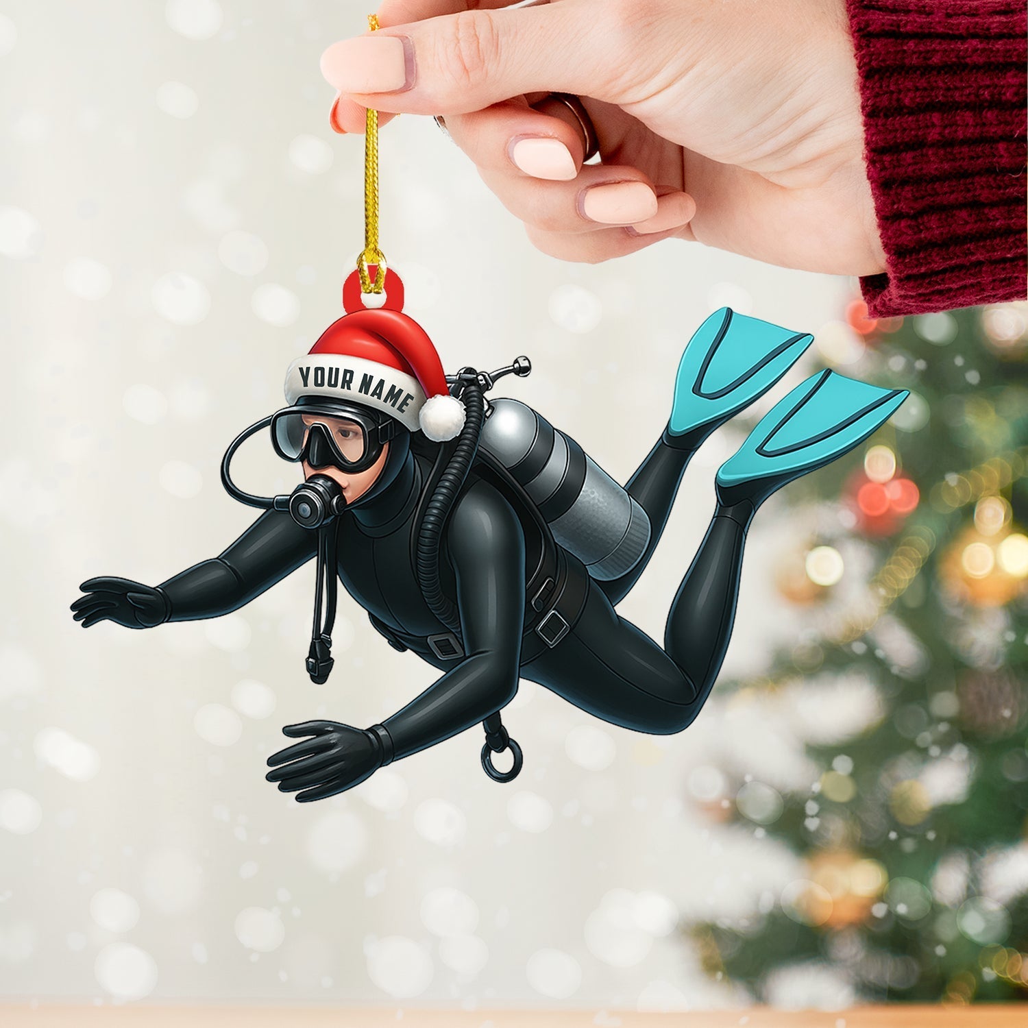 Blisscorners Diver Santa, Home Decor, Christmas Ornament, Personalized Ornament2D Flat LM2111