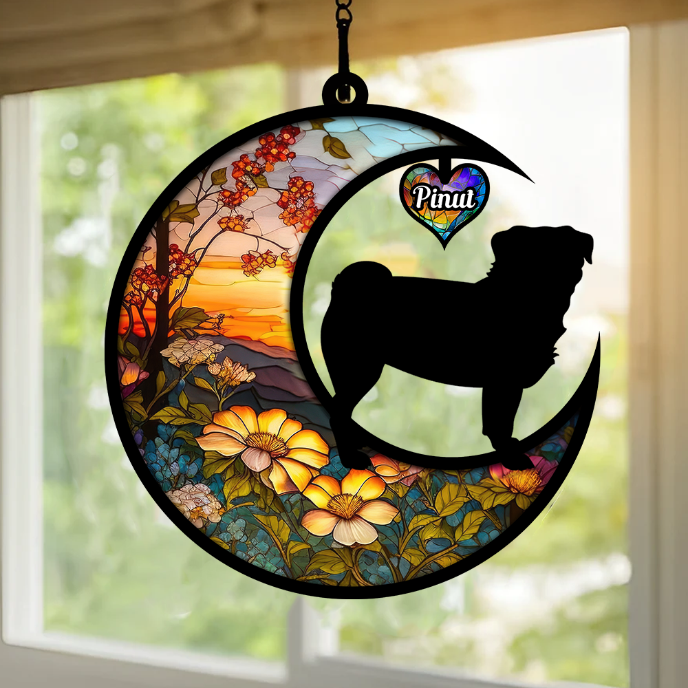 Blisscorners Custom Background And Name, Dog Breed Personalized Ornament, Window Ornament2D Flat LM2111