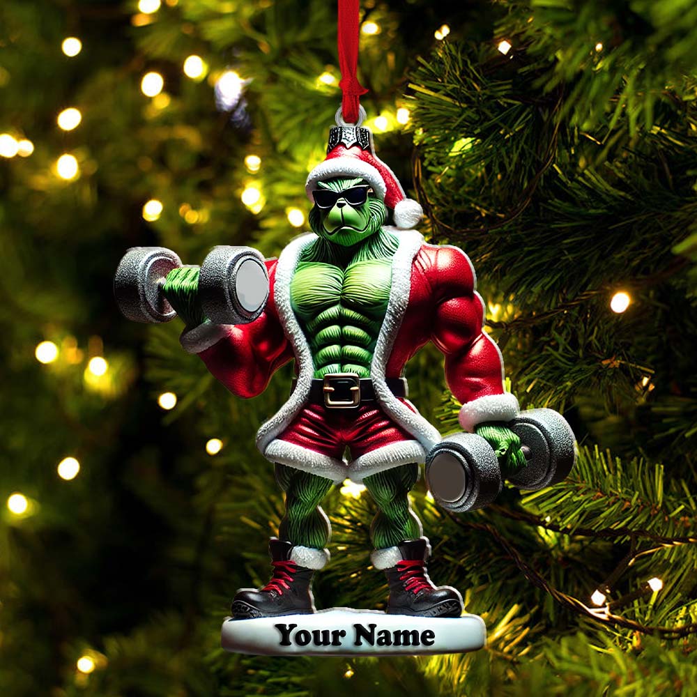 Blisscorners Gym Work Out ELF Christmas Ornament, Personalized Ornament, Gymnastics Christmas Gift2D Flat LM2211