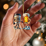 Blisscorners Beer And Coffee Couple Christmas Ornament, Personalized Ornament2D Flat LM2211