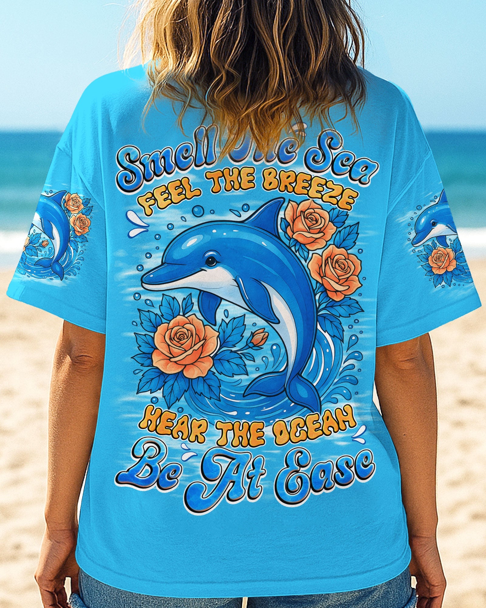 BLISSCORNERS SMELL THE SEA FEEL THE BREEZE DOLPHIN ALL OVER PRINT