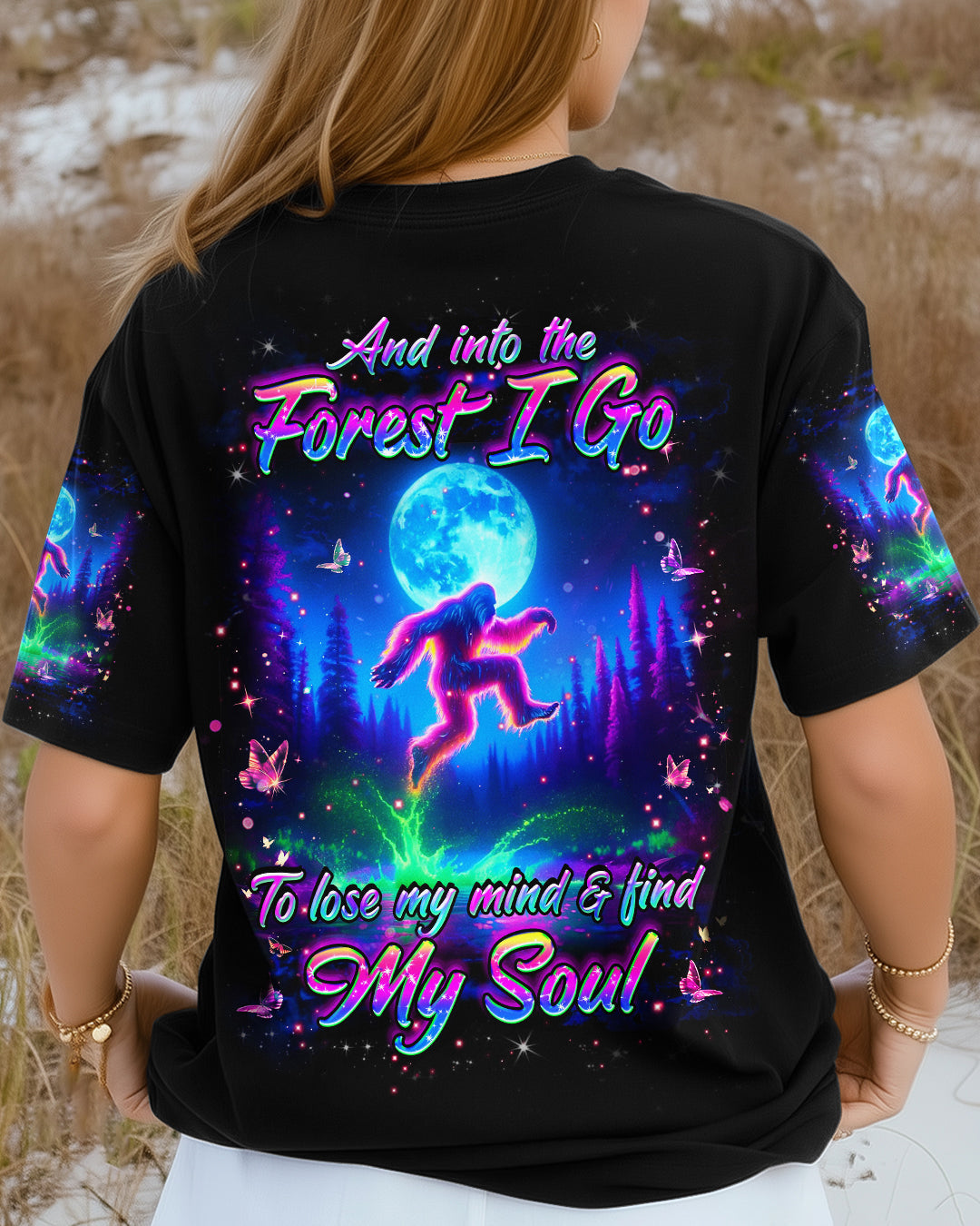 BLISSCORNERS AND INTO THE FOREST I GO BIGFOOT ALL OVER PRINT