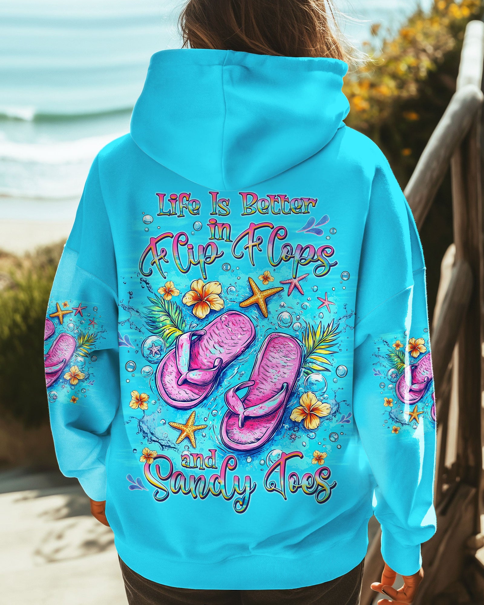 BLISSCORNERS LIFE IS BETTER IN FLIP-FLOPS AND SANDY TOES ALL OVER PRINT