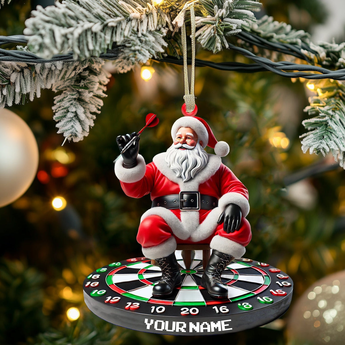 Blisscorners Santa Darts Christmas Ornament, Personalized Ornament2D Flat LM2211