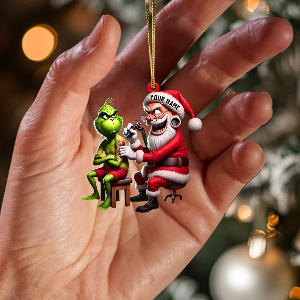 Blisscorners Santa Tattoo Artist Christmas Ornament, Personalized Ornament2D Flat LM2211
