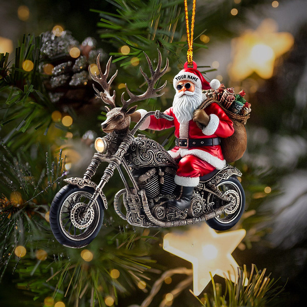 Blisscorners Moto Santa Home Decor Christmas Ornament, Personalized Ornament2D Flat LM2211