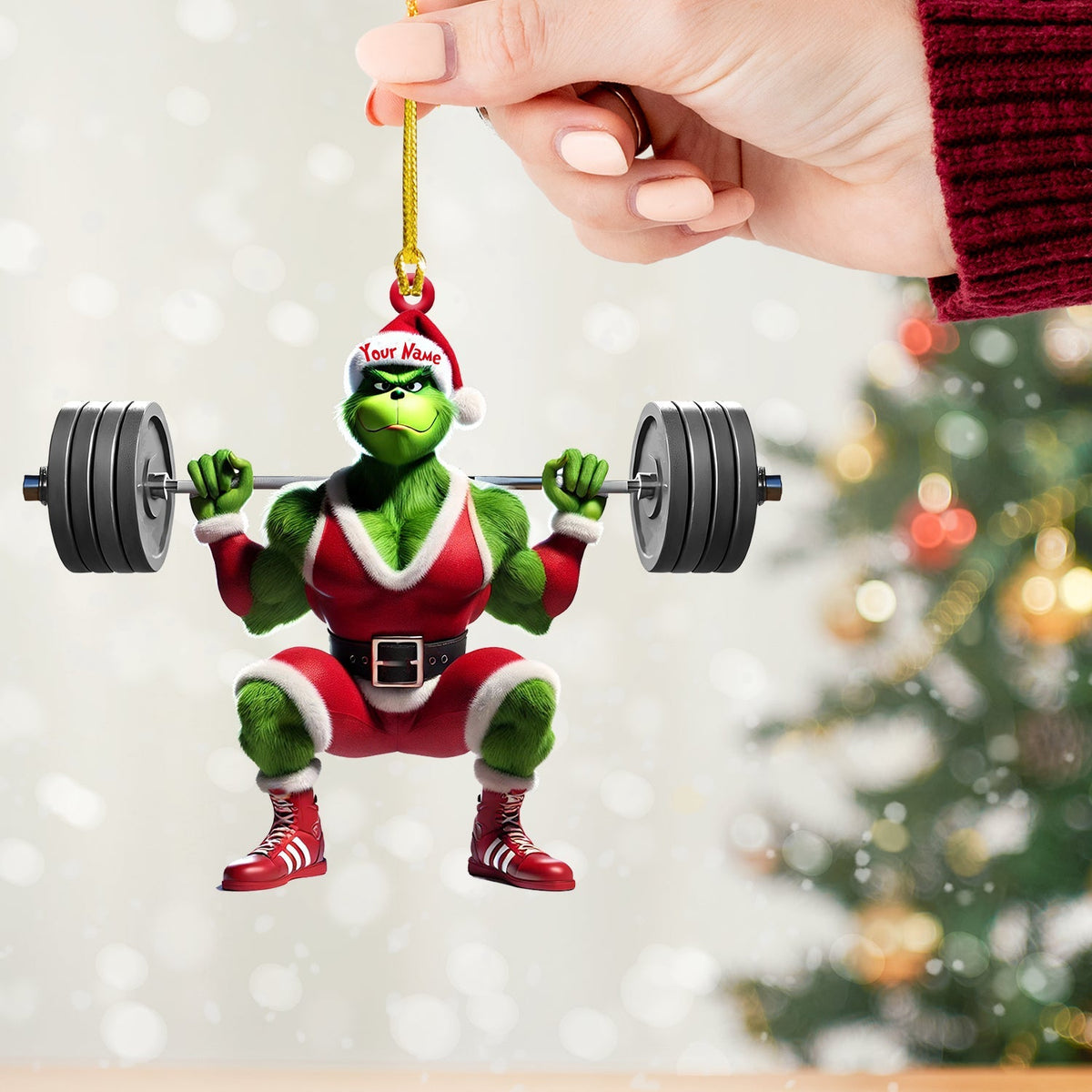 Blisscorners ELF Weightlifting Christmas Ornament, Personalized Ornament2D Flat LM2211