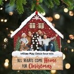 Blisscorners All Hearts Come Home For Christmas, Custom Photo And Name - Personalized Custom Shaped Wooden Ornament - Gift For Family2D Flat LM2111