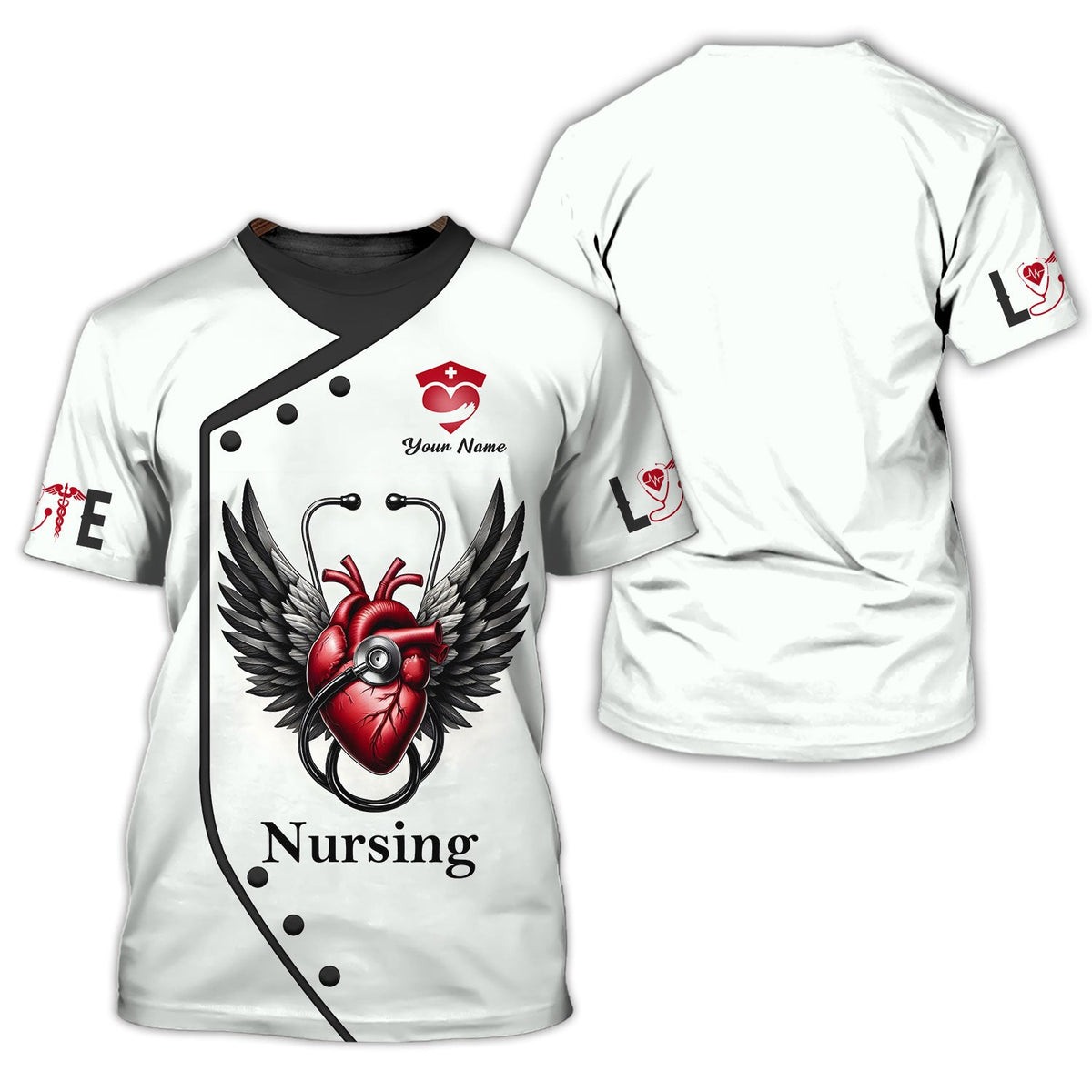Blisscorners Personalized Nurse Shirt - Wings of Compassion