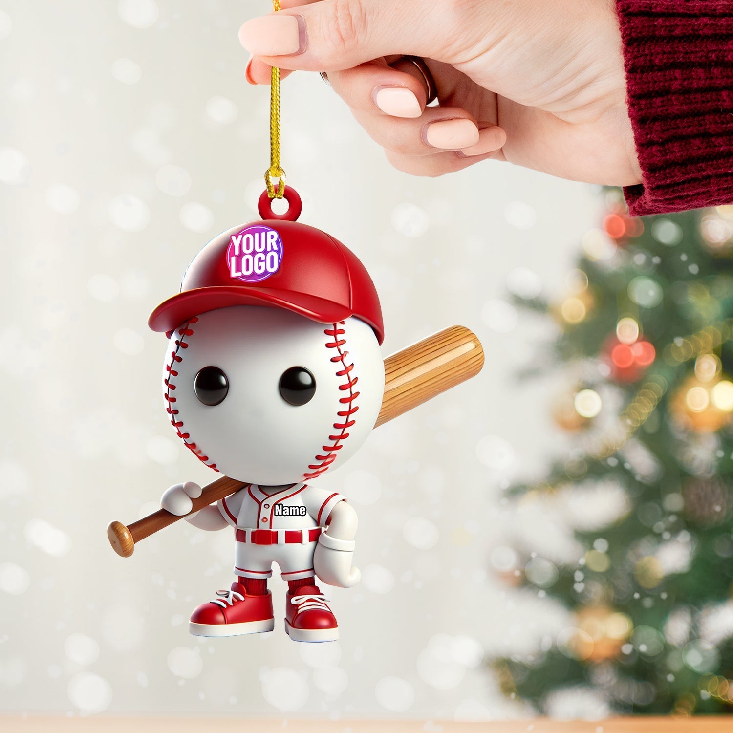 Blisscorners Baseball Christmas Ornament, Personalized Ornament2D Flat LM2211