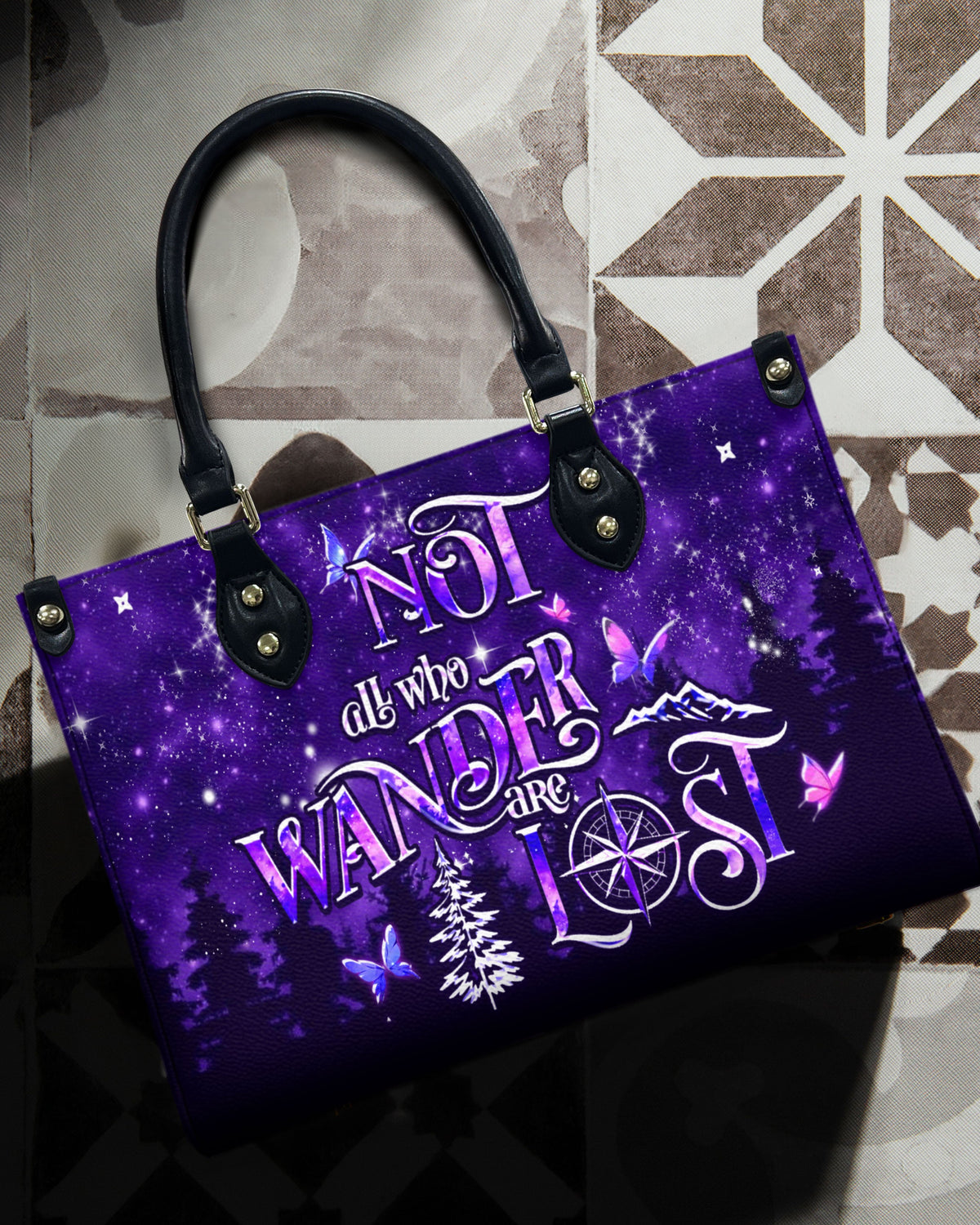 BLISSCORNERS NOT ALL WHO WANDER ARE LOST LEATHER HANDBAG