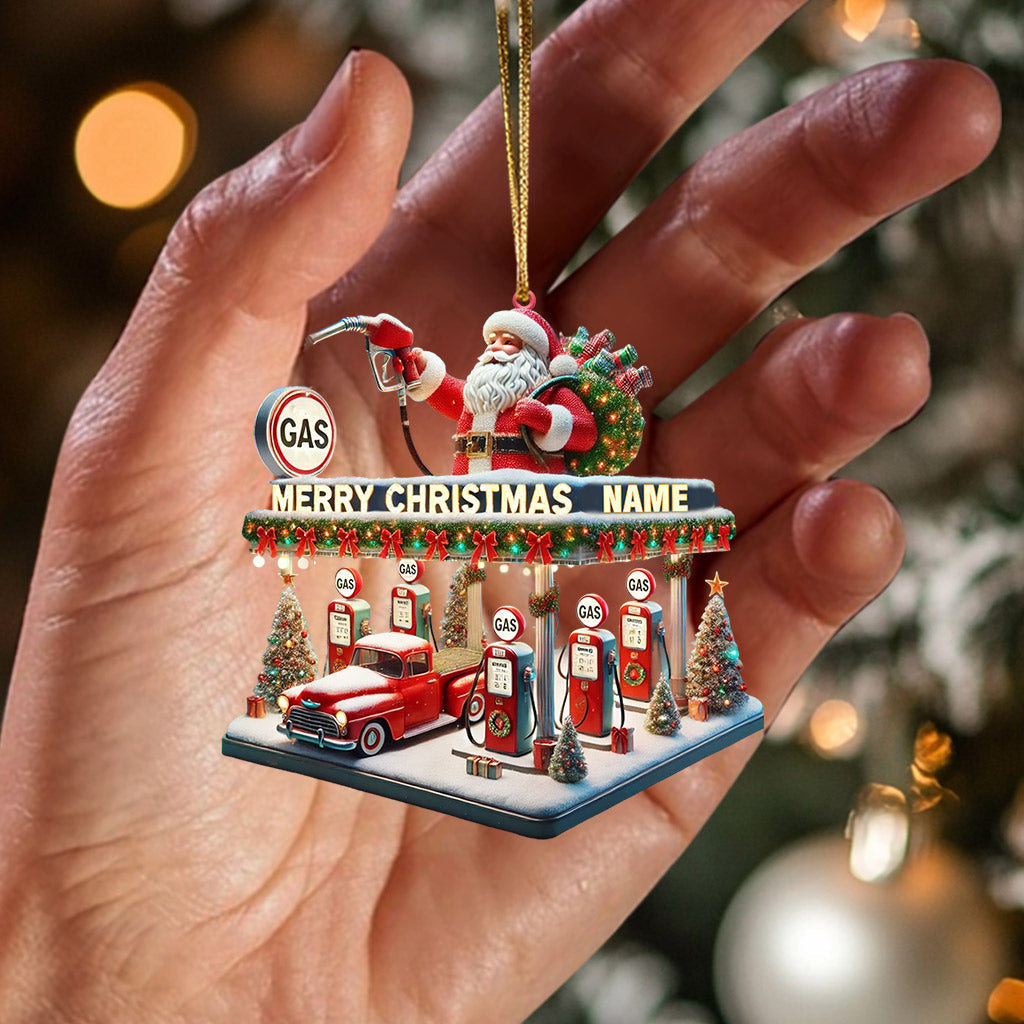 Blisscorners Gas Station Merry Christmas Ornament, Personalized Ornament2D Flat LM2211