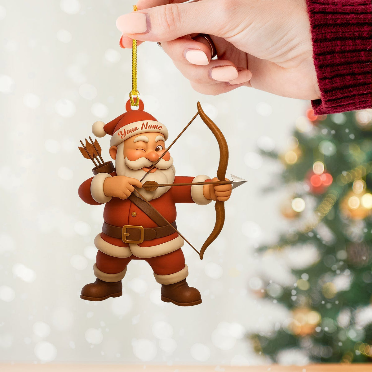 Blisscorners Archery Santa Christmas, Home Decor, Christmas Ornament, Personalized Ornament2D Flat LM2111