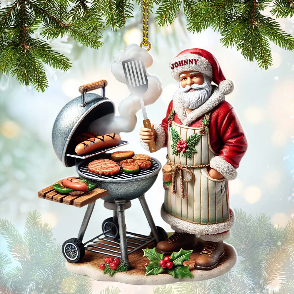 Blisscorners Custom Name Santa Grill Ornament, Christmas Gift2D Flat LM2211