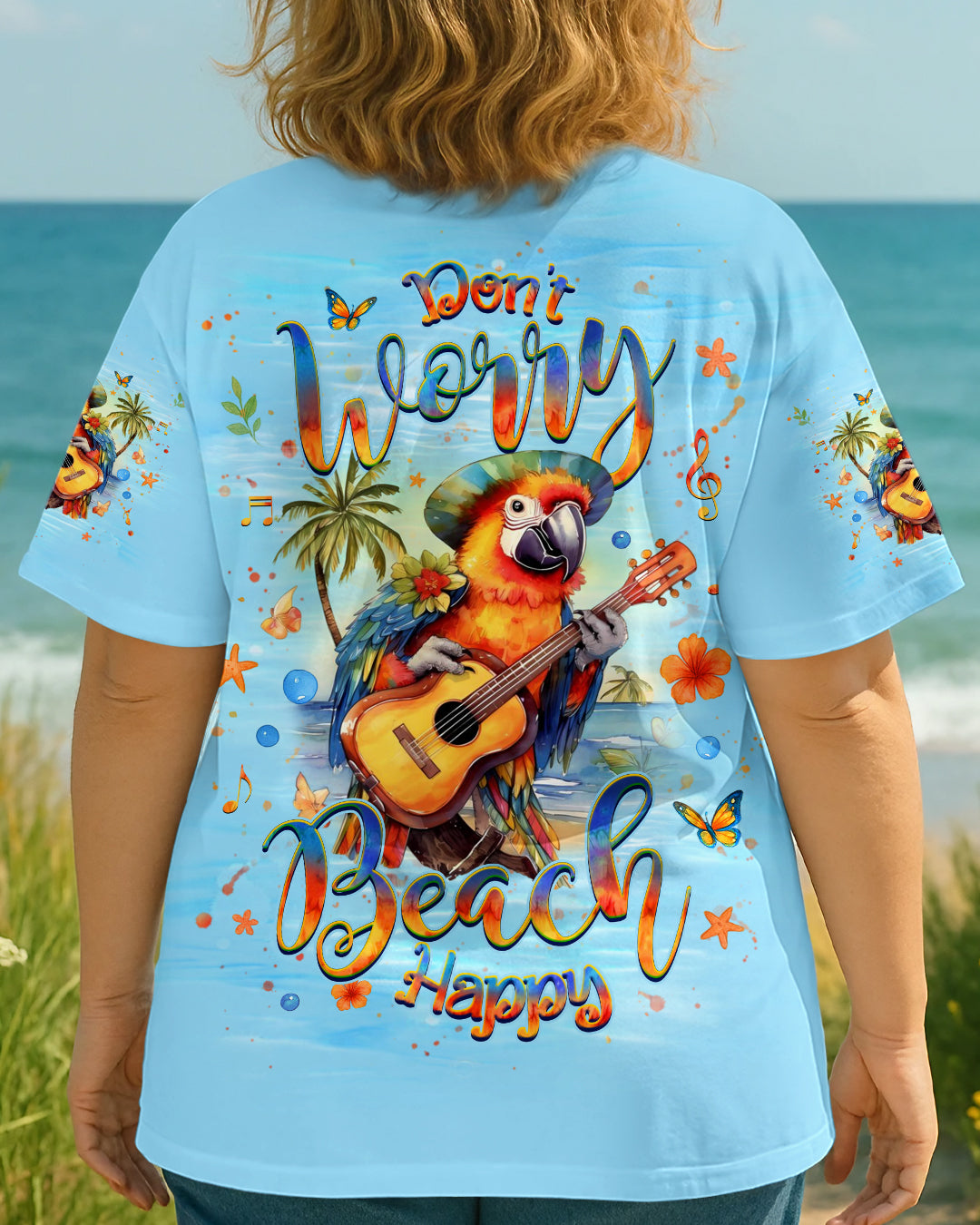 BLISSCORNERS DON'T WORRY BEACH HAPPY PARROT ALL OVER PRINT