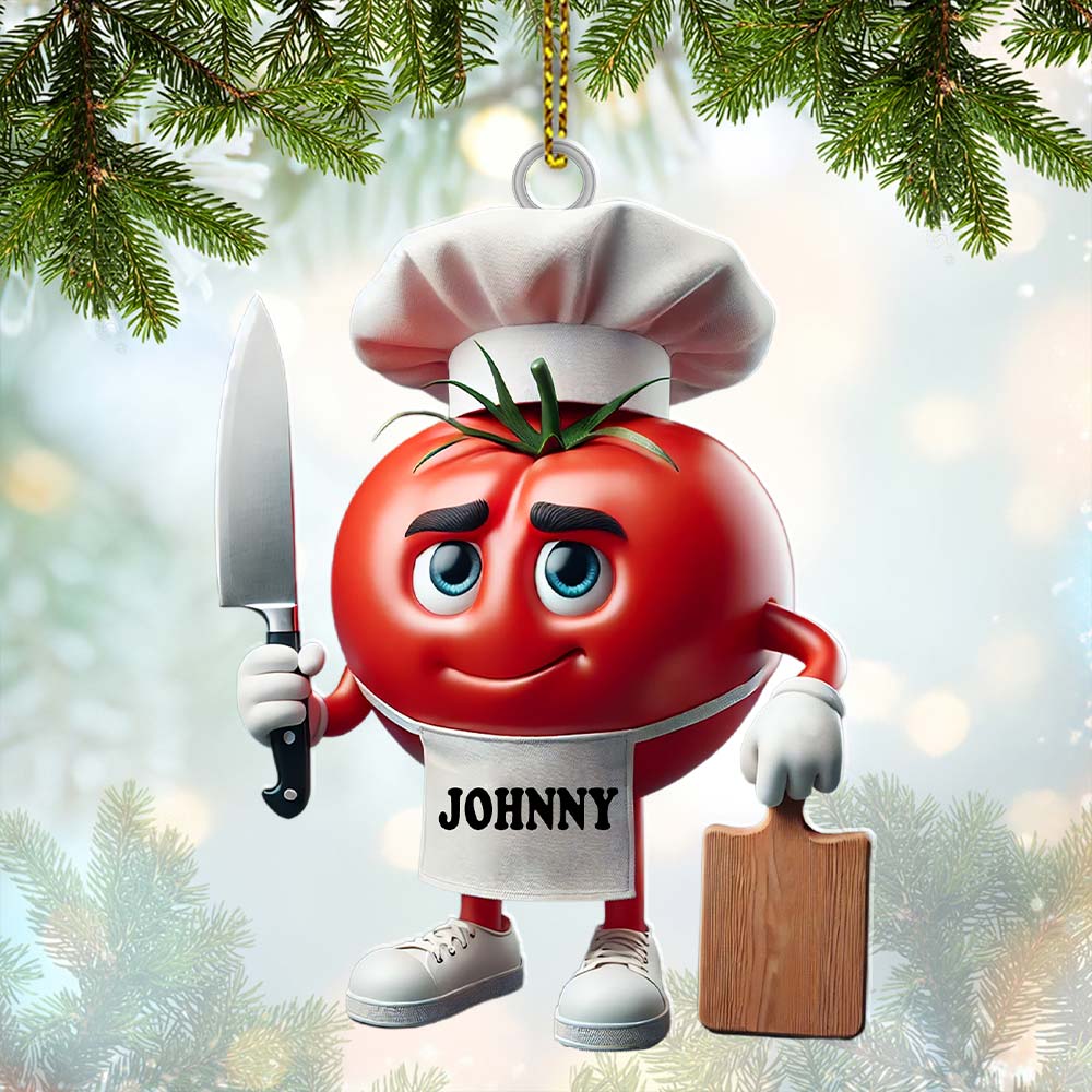 Blisscorners Tomato Chef Christmas Ornament, Personalized Ornament2D Flat LM2211