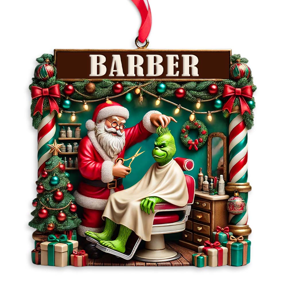 Blisscorners Custom Barber Santa Ornament, Personalized Ornament2D Flat LM2211
