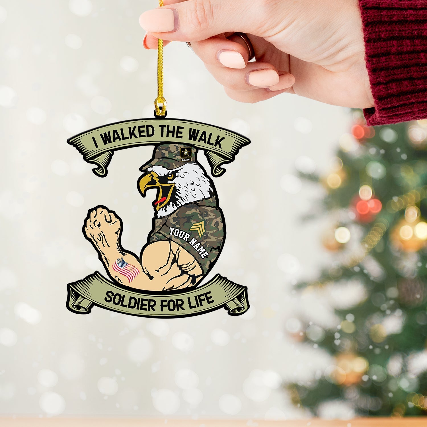 Blisscorners USA Veteran Ornament, Personalized Ornament2D Flat LM2211