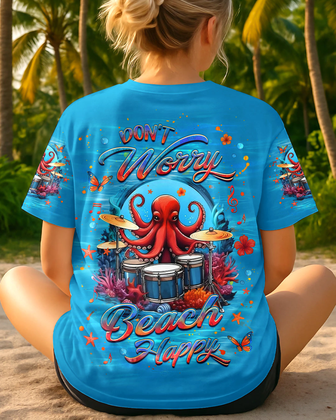BLISSCORNERS DON'T WORRY BEACH HAPPY OCTOPUS ALL OVER PRINT
