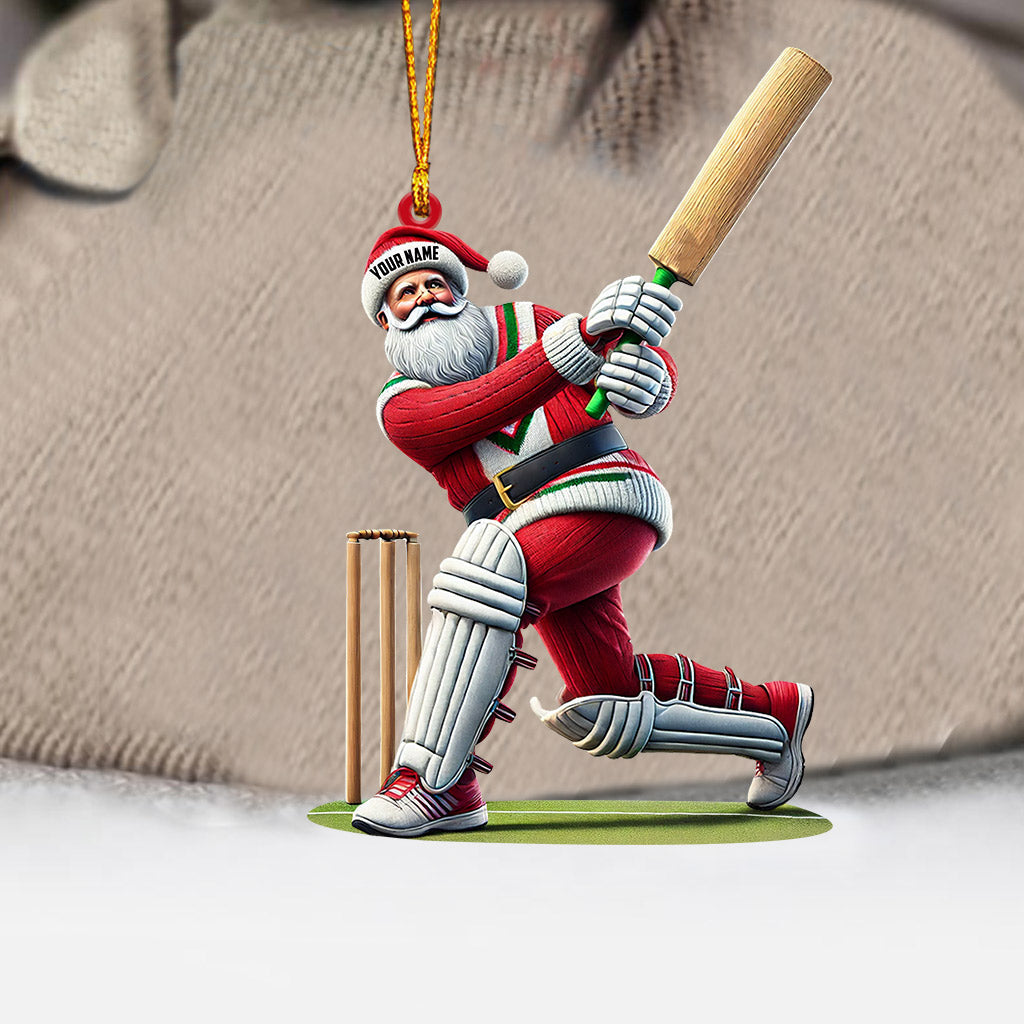 Blisscorners Cricket Ball Santa Pose Christmas Ornament, Personalized Ornament2D Flat LM2211