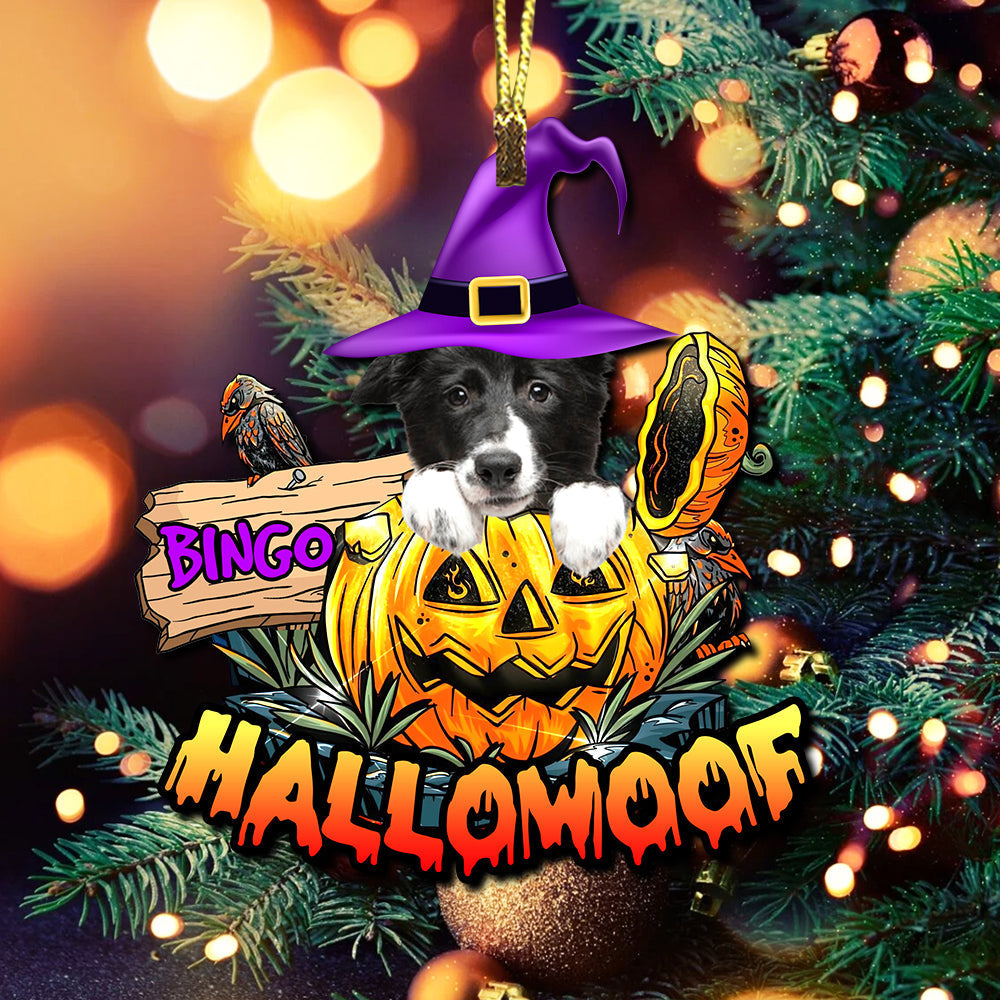 Blisscorners Hallowoof - Custom Photo And Name, Personalized Acrylic Ornament - Halloween Gift For Pet Lover2D Flat LM2111