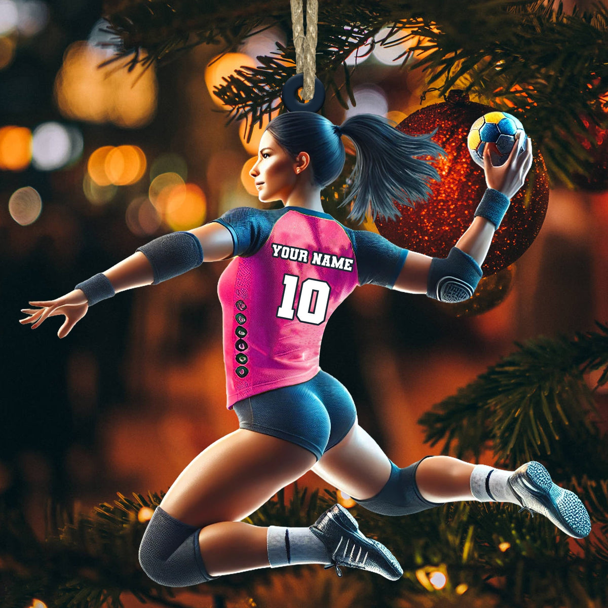 Blisscorners Custom Ornament, Handball Woman Ornament, Christmas Decor2D Flat LM2211