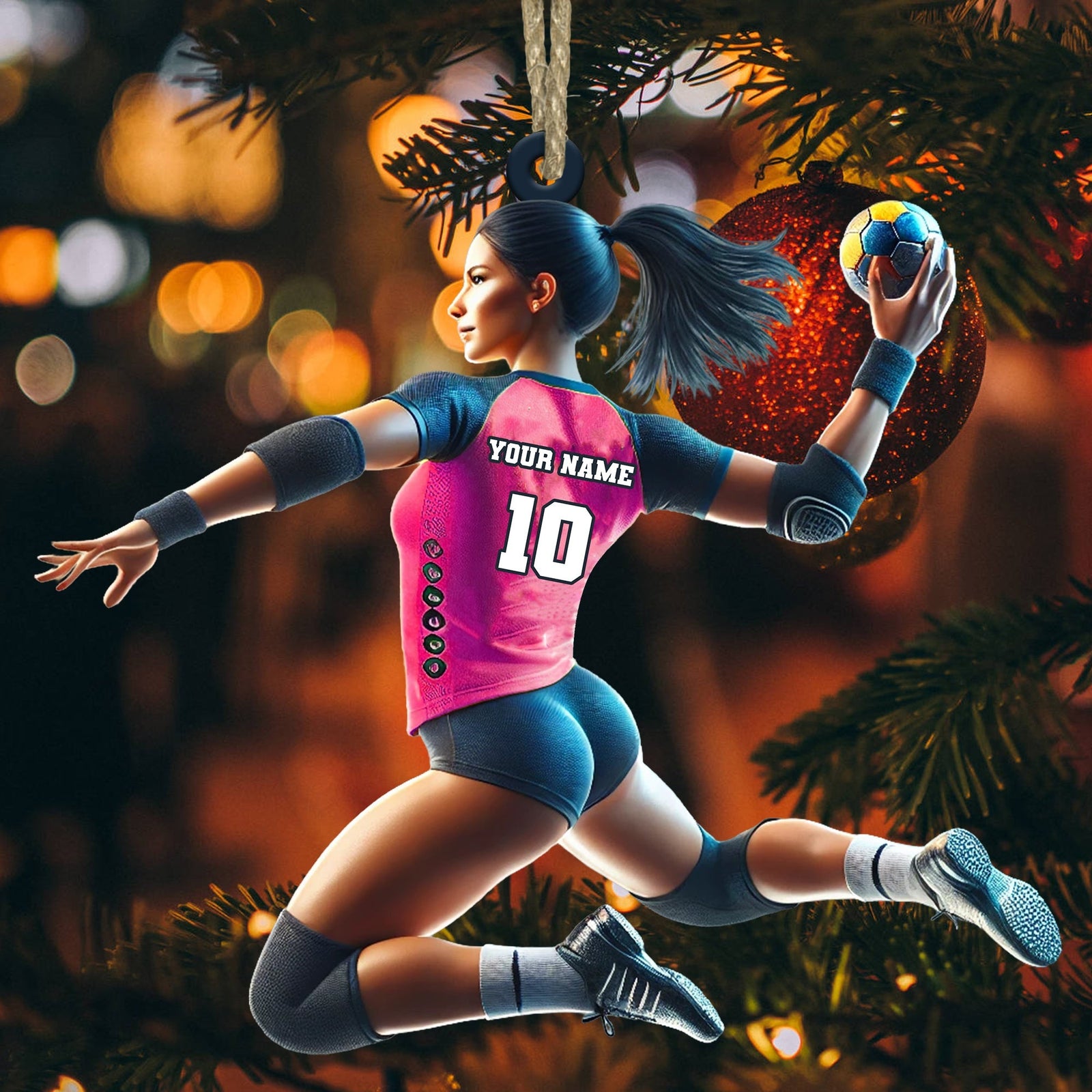 Blisscorners Custom Ornament, Handball Woman Ornament, Christmas Decor2D Flat LM2211