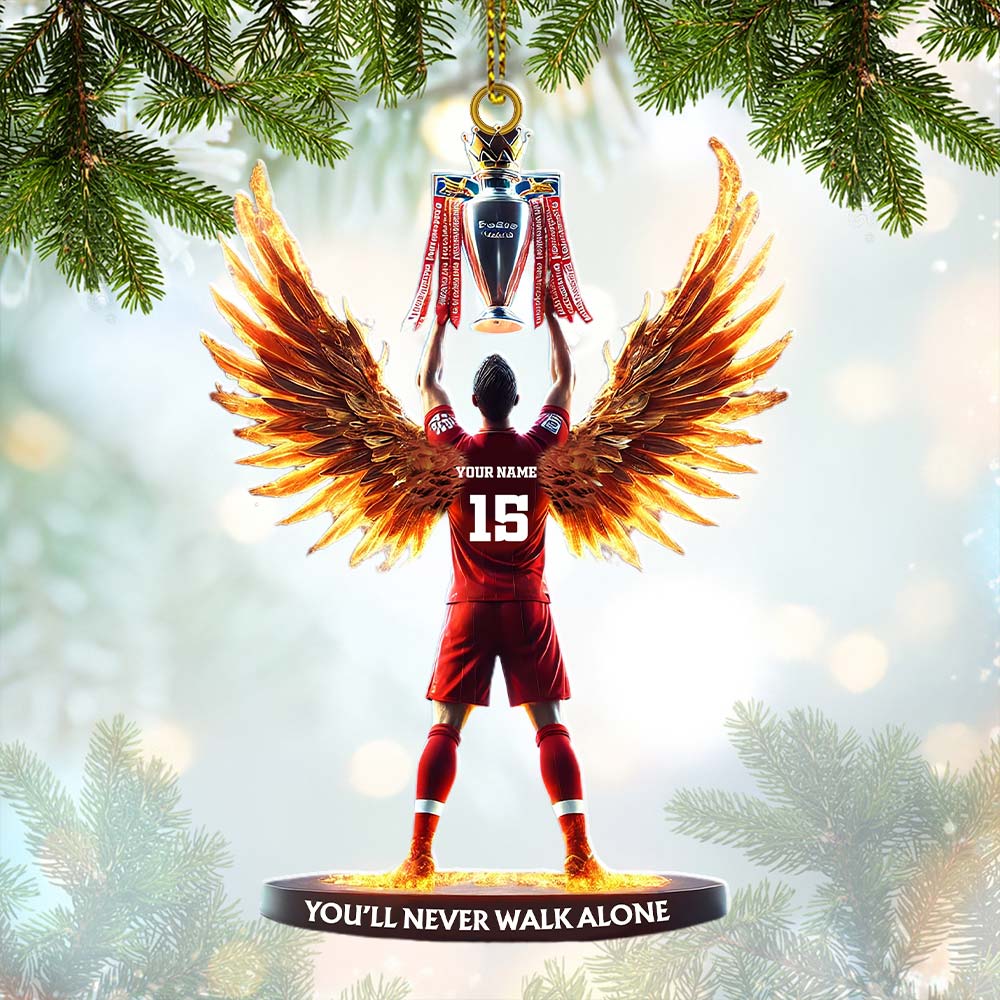 Blisscorners Custom Name and Number Football Champion Memorial Ornament, Christmas Gift2D Flat LM2111