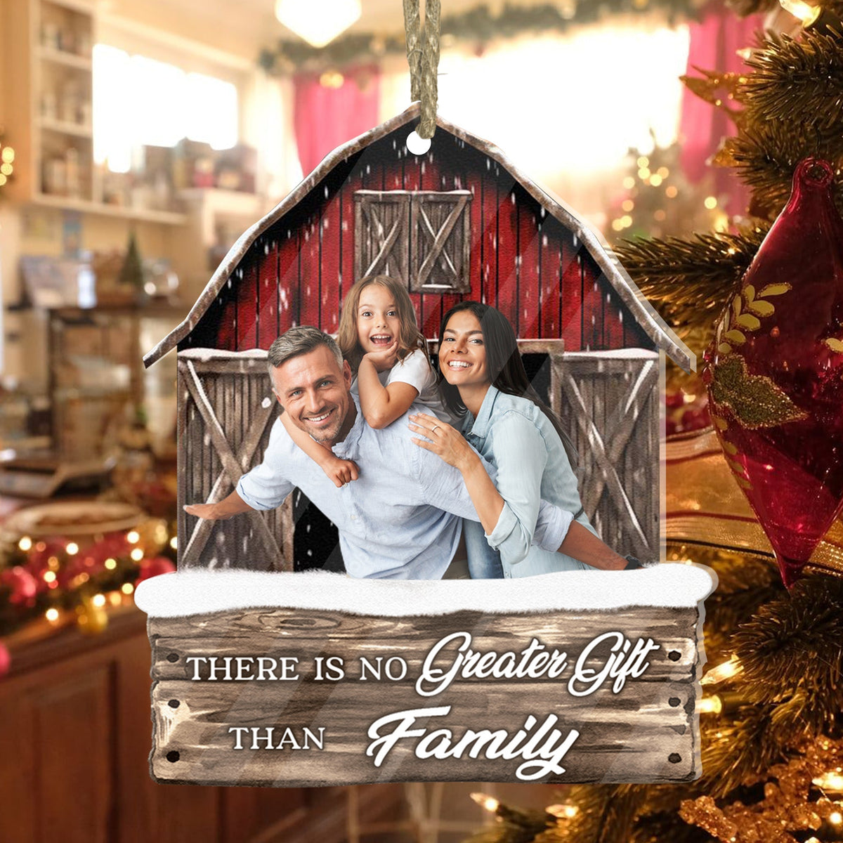 Blisscorners Christmas Gift, Custom Photo And Quote - Personalized Acrylic Ornament - Gift For Christmas, Family Gift2D Flat LM2111