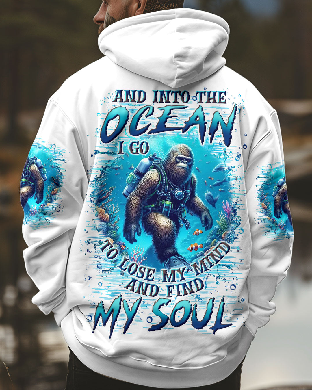 BLISSCORNERS AND INTO THE OCEAN I GO BIGFOOT ALL OVER PRINT