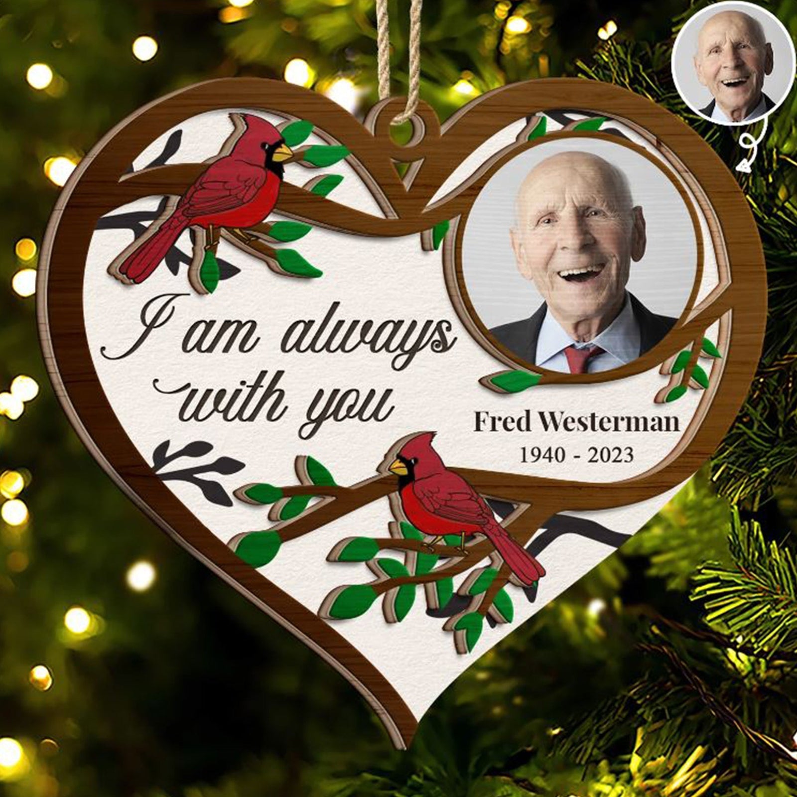 Blisscorners I Will Always With You, Custom Photo And Name - Personalized Custom Shaped Wooden Ornament - Gift For Family, Memorial Gift2D Flat LM2111