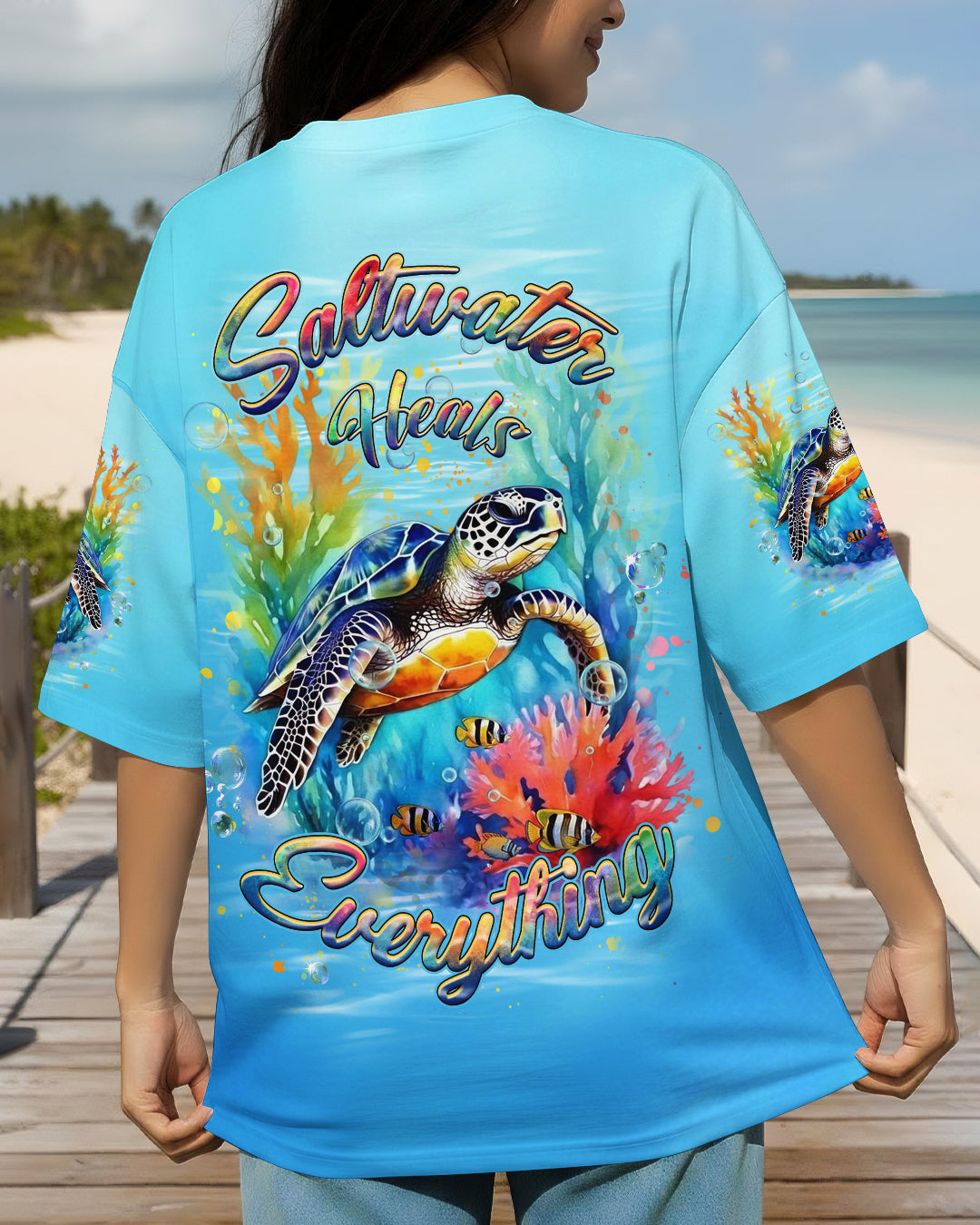 BLISSCORNERS SALTWATER HEALS EVERYTHING TURTLE ALL OVER PRINT