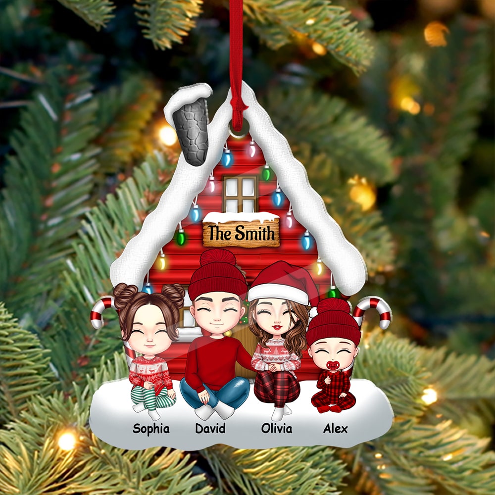 Blisscorners Christmas Snow House Family Members - Personalized Acrylic Ornament - Gift For Family, Xmas Gift2D Flat LM2111
