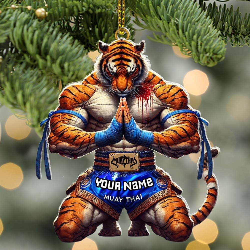 Blisscorners Custom Name Muay Thai Ornament, Christmas Gift for Muay Thai Lover2D Flat LM2211