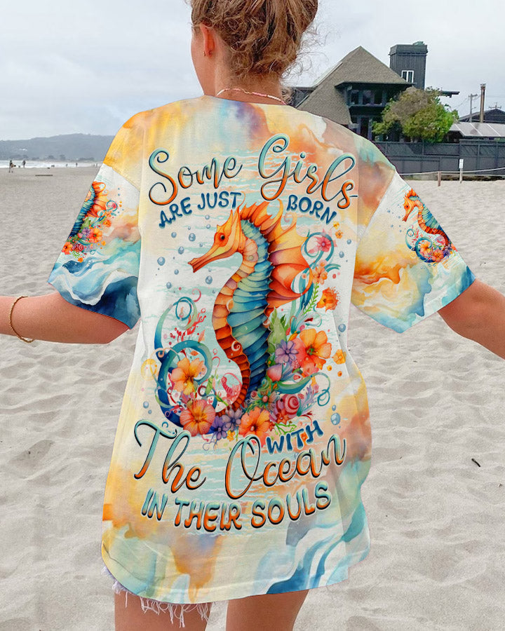 BLISSCORNERS SOME GIRLS ARE JUST BORN SEAHORSE ALL OVER PRINT