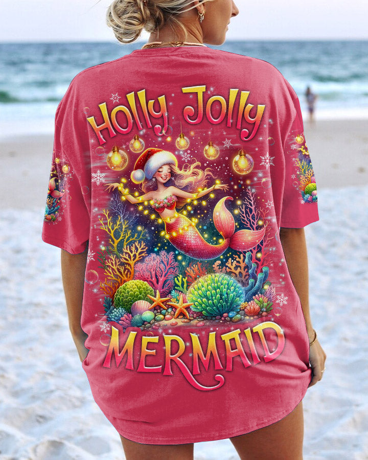 BLISSCORNERS HOLLY JOLLY MERMAID CHRISTMAS ALL OVER PRINT