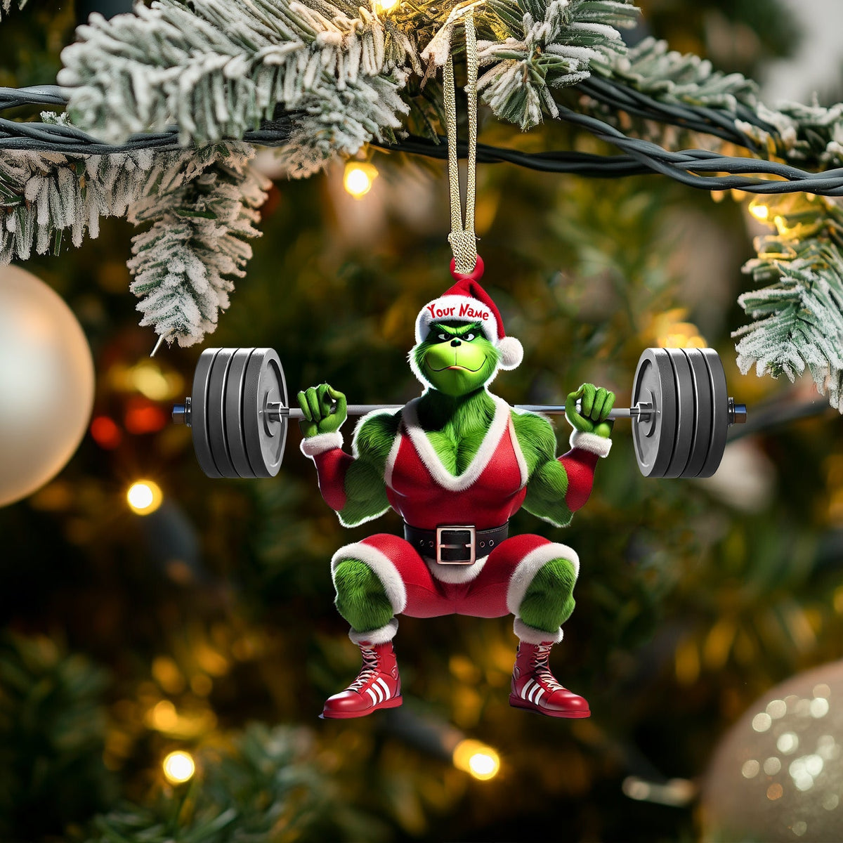 Blisscorners ELF Weightlifting Christmas Ornament, Personalized Ornament2D Flat LM2211