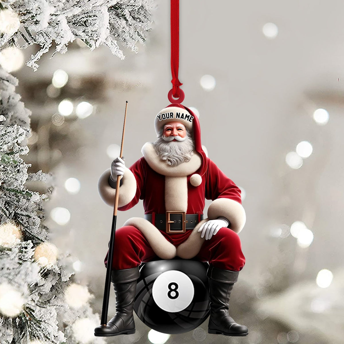 Blisscorners Billiard Santa Christmas Ornament, Personalized Ornament42D Flat LM2211