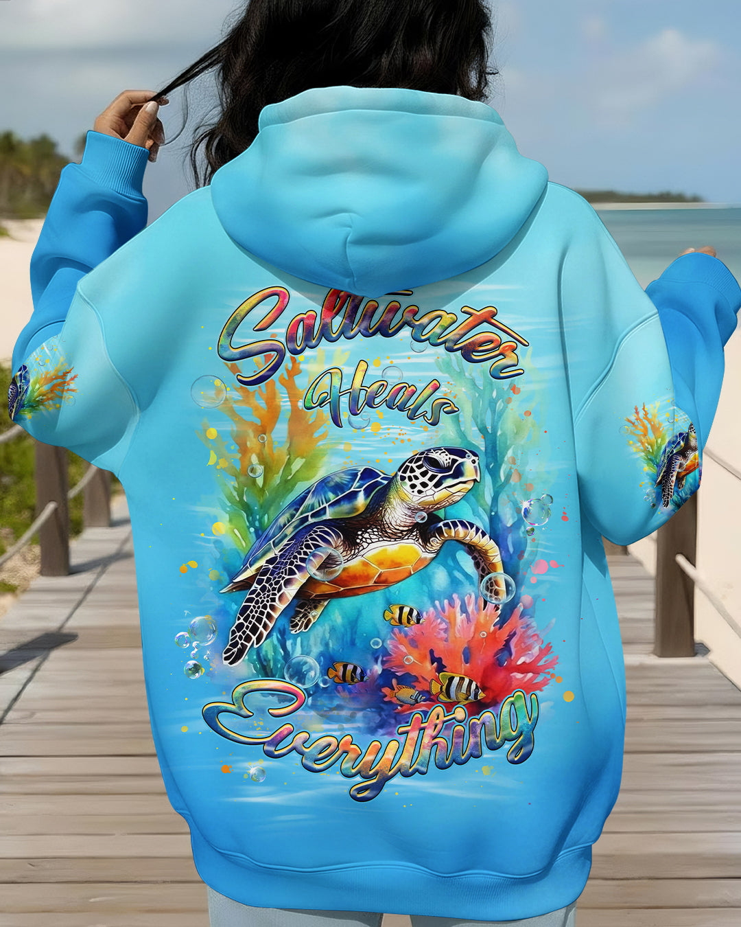 BLISSCORNERS SALTWATER HEALS EVERYTHING TURTLE ALL OVER PRINT