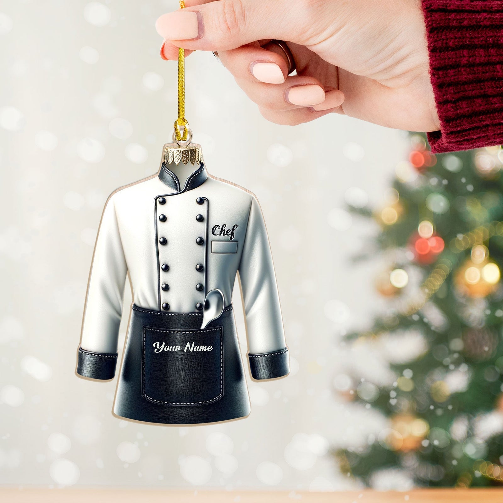 Blisscorners Custom Name Ornament, Chef Uniform2D Flat LM2211