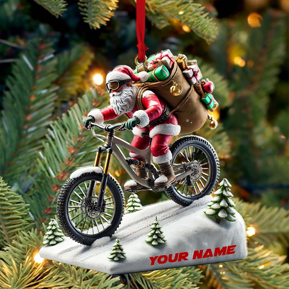 Blisscorners Santa Bike Ornament, Personalized Ornament2D Flat LM2211