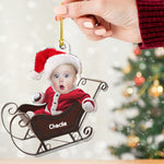 Blisscorners Baby In Christmas Sleigh - Custom Photo And Name, Personalized Acrylic Ornament - Gift For Christmas, Family Gift2D Flat LM2111