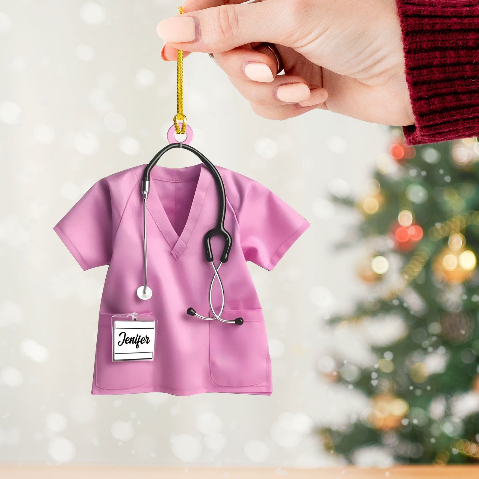 Blisscorners Custom Ornament, Nurse Shirt Shape Ornament, Christmas Decor2D Flat LM2211