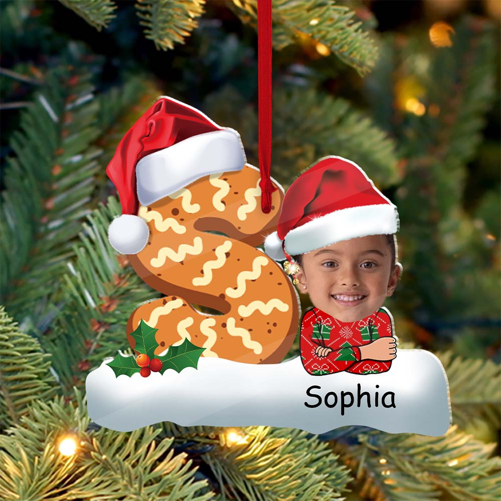 Blisscorners Letter And Kid Christmas - Custom Photo And Name, Personalized Acrylic Ornament - Gift For Christmas, Family Gift2D Flat LM2111